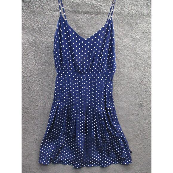 J. Crew Navy Blue Polka Dot Blouson Drop Pleat Silk Midi Dress Size 4 - Picture 2 of 14